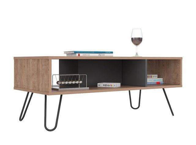 Combo TuHome Muebles Vassel Miel Plomo Bar + Mesa de Centro TuHome-7