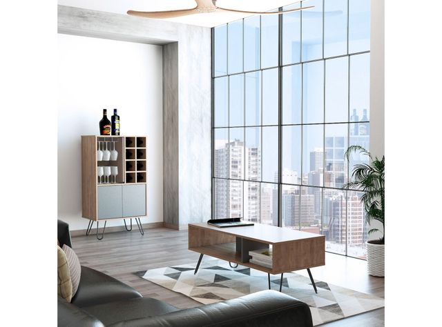 Combo TuHome Muebles Vassel Miel Plomo Bar + Mesa de Centro TuHome-5