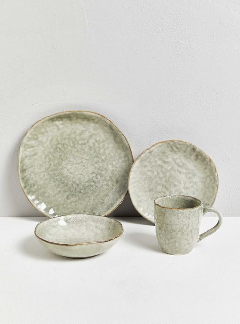 Set Vajilla 24 Piezas Arcilla Verde Cerámica-0