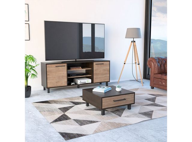 Rack TV 65" + Mesa Centro Kaia Negro Miel TuHome-5