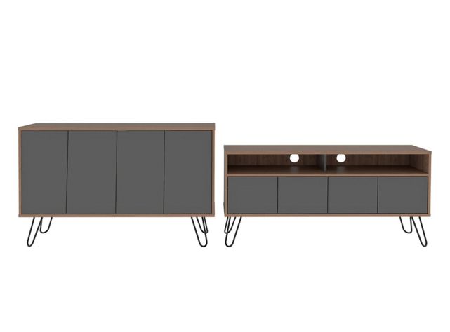 Combo Muebles Vassel Miel Plomo Buffet + Rack TV 55" TuHome-0