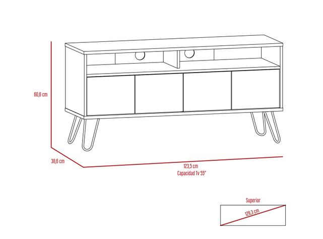 Combo Muebles Vassel Miel Plomo Buffet + Rack TV 55" TuHome-2