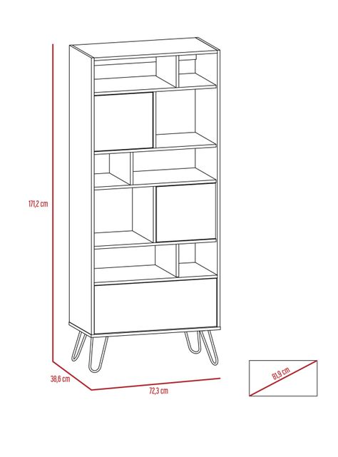 Combo TuHome Muebles Vassel Miel Plomo Biblioteca + Bar TuHome-4