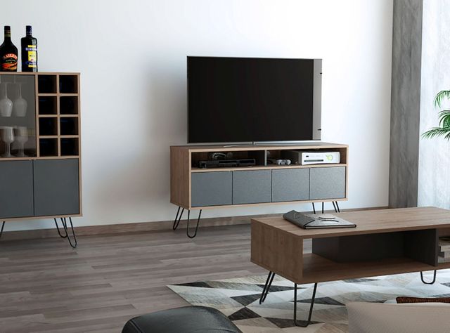 Combo Muebles Vassel Miel Plomo Bar + Rack TV + Mesa de Centro TuHome-7