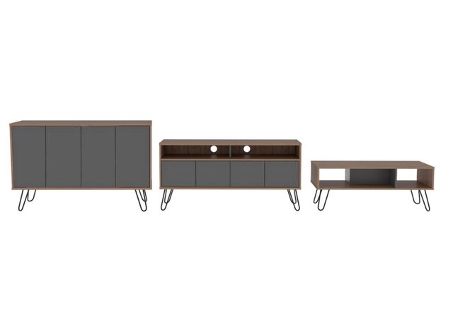 Combo Muebles Vassel Miel Plomo Buffet + Rack TV + Mesa de Centro TuHome-7