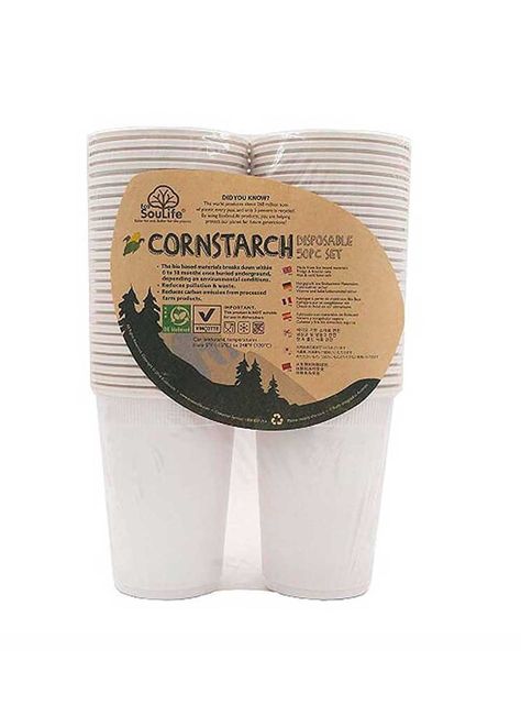 50 Vasos Compostables 480 ml de Almidón de Maíz EcoSoulife-2