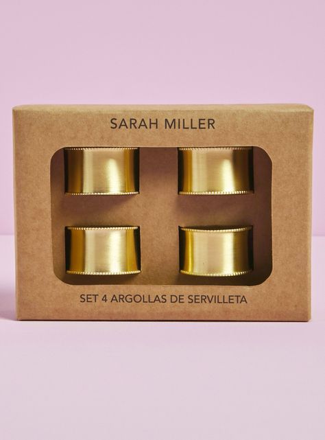 Set 4 Porta Servilletas Dorado-2