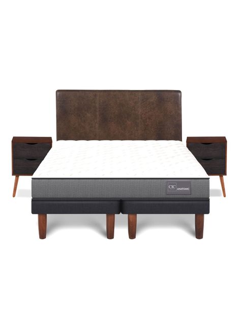 Cama Europea Anatomic 2 Plazas Base Dividida + Set Muebles Baker-1