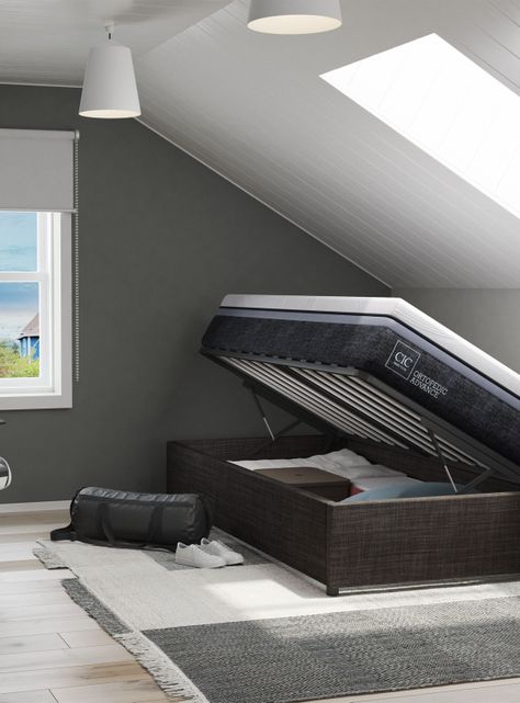 Cama Space Box Anatomic 1.5 + Velador Torino-6