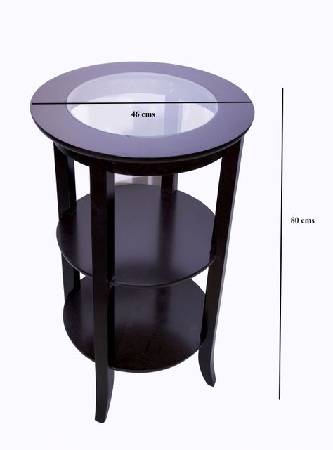 Mesa Kadar Lateral Circular Con Cubierta de Vidrio Kadar-1
