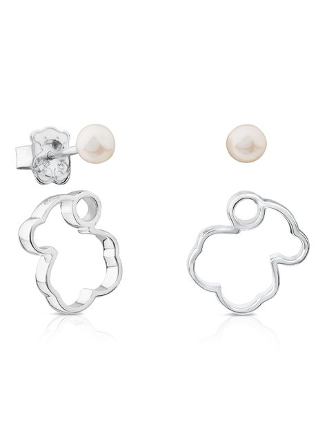Aros Tous Silueta de Plata con Perla-1
