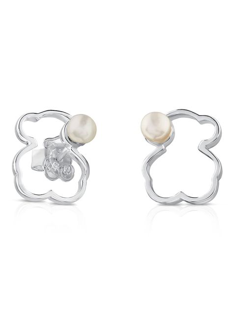 Aros Tous Silueta de Plata con Perla-2