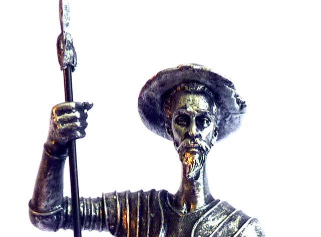 Figura Decorativa Quijote Con Lanza Plata-1