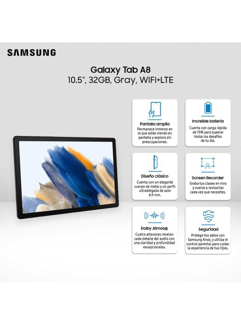 Tablet Galaxy Tab A8 + Book Cover 10.5” 32GB WiFi+LTE Gray-5