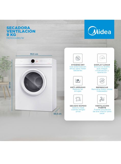 Secadora Frontal 9 Kilos MD100A90/W-1