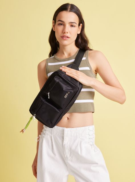 Cartera Crossbody de Nylon con Bolsillos-0