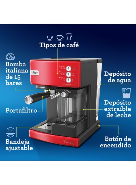 Cafetera Espresso y Cápsulas Primalatte Roja 6603-3