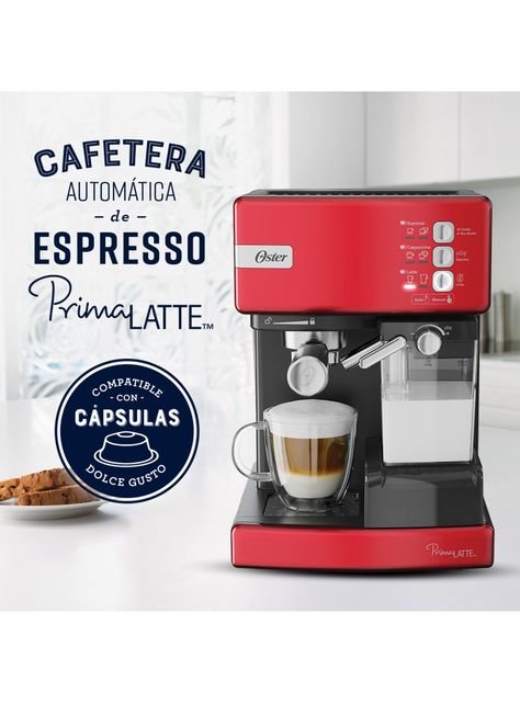 Cafetera Espresso y Cápsulas Primalatte Roja 6603-1