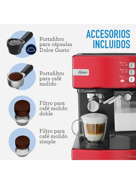Cafetera Espresso y Cápsulas Primalatte Roja 6603-2