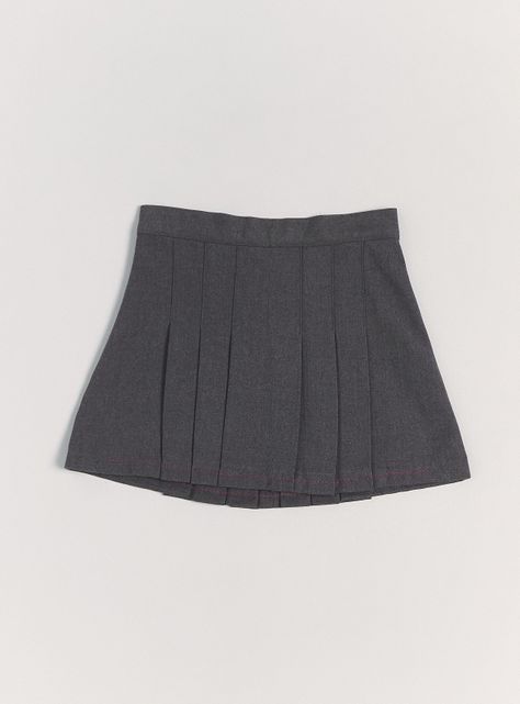 Falda Gris Tableada De 6 A 8-5