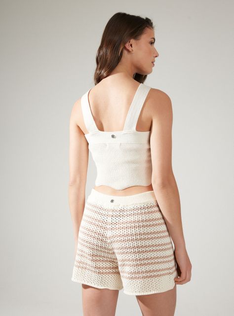 Polera Tejida Halter con Cuello Cruzado-1