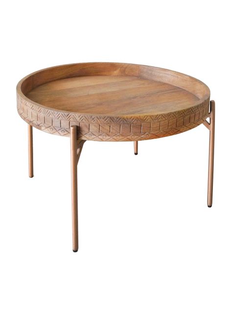 Mesa de Centro Bandeja Tallada 70 cm-4
