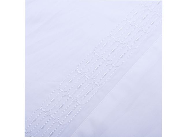 Juego de Sábanas 300H King Bordado Blanco Diseño 1-2