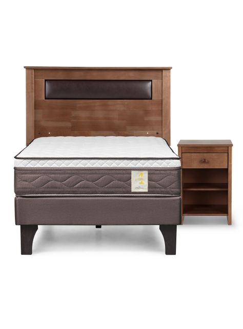 Cama Europea New Style 4 Plus 1.5 Plazas + Set Mueble Ferrara-1