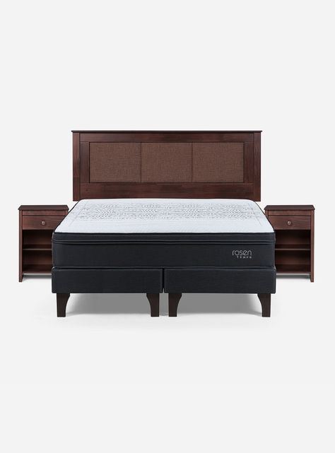Cama Europea Tempo 2 Plazas Base Dividida + Set Muebles Rachel-1