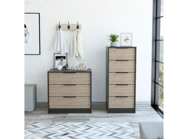 Combo Dormitorio Kaia Wengue Miel: Cómodas 3C y 5C-1