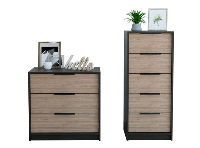 Combo Dormitorio Kaia Wengue Miel: Cómodas 3C y 5C-0