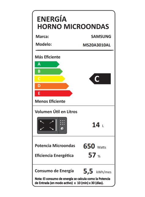 Microondas Manual 20 Litros 650W MS20A3010AL/ZS Negro-8
