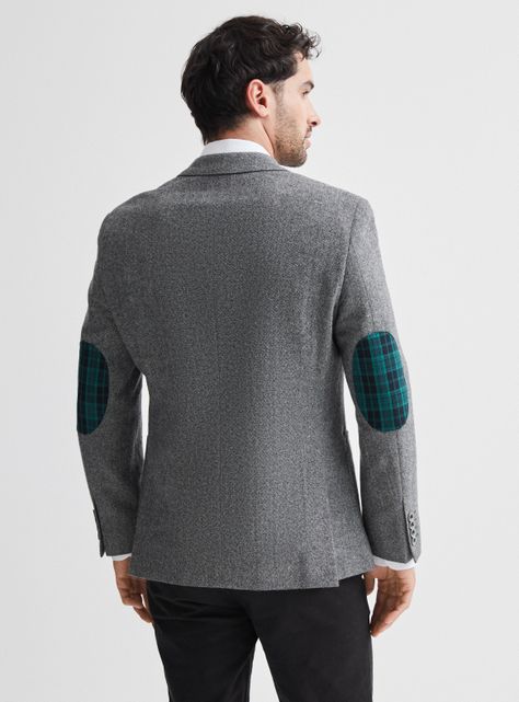 Blazer Recto en Tweed Con Codera Escocesa-1