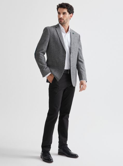 Blazer Recto en Tweed Con Codera Escocesa-4