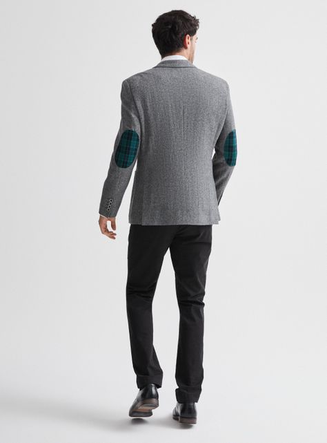 Blazer Recto en Tweed Con Codera Escocesa-5