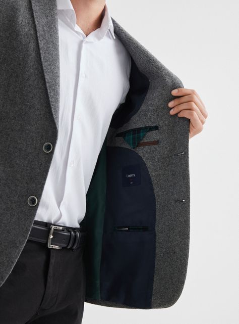 Blazer Recto en Tweed Con Codera Escocesa-3
