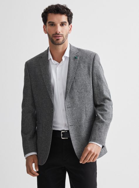 Blazer Recto en Tweed Con Codera Escocesa-0
