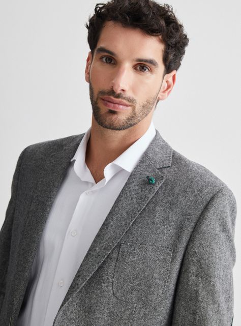 Blazer Recto en Tweed Con Codera Escocesa-2
