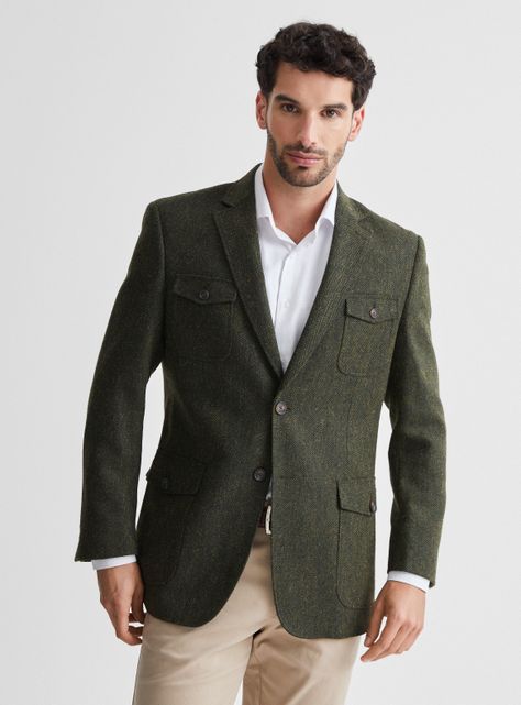 Blazer Recto Cazador en Tweed Espigado-0
