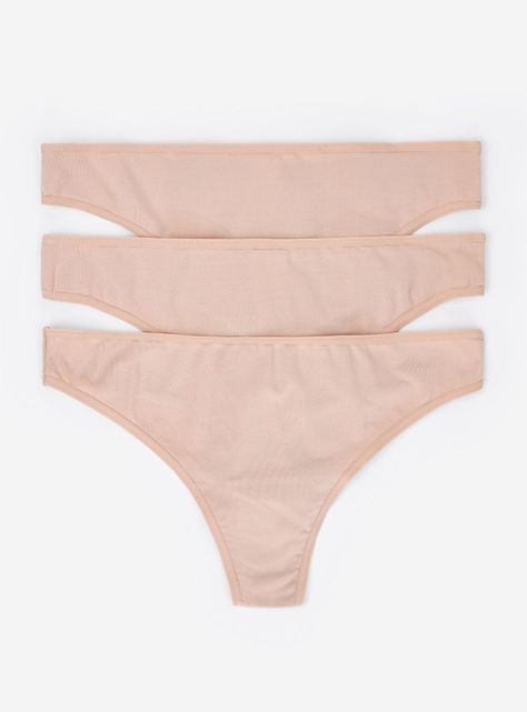 Pack 3 Calzones Thong Microfibra Color Beige-0