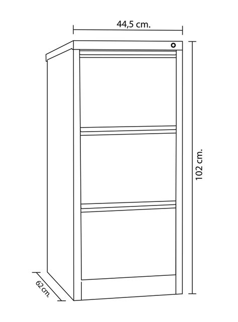 Mueble Kardex Acero 3 cajones 44.5x62x102 cm Maletek-1