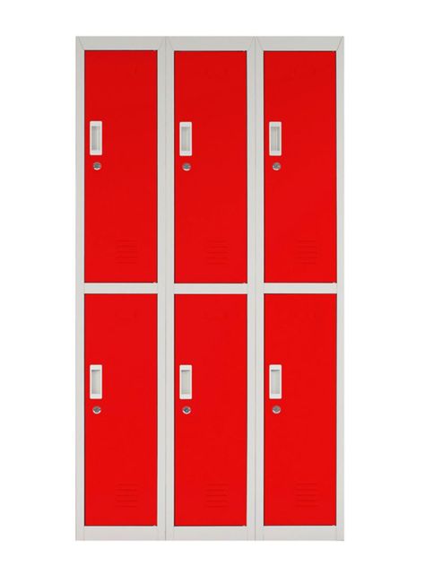 Locker Office Llaves Rojo 6 Puertas 83x50x166 cm Maletek-0