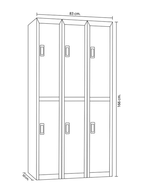 Locker Office Llaves Rojo 6 Puertas 83x50x166 cm Maletek-1