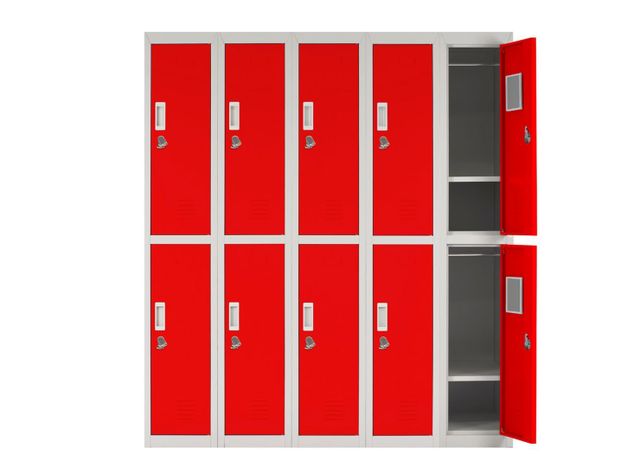 Locker Office Candado Rojo 10 Puertas 140x50x166 cm Maletek-2