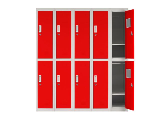 Locker Office Llaves Rojo 10 Puertas 140x50x166 cm Maletek-2
