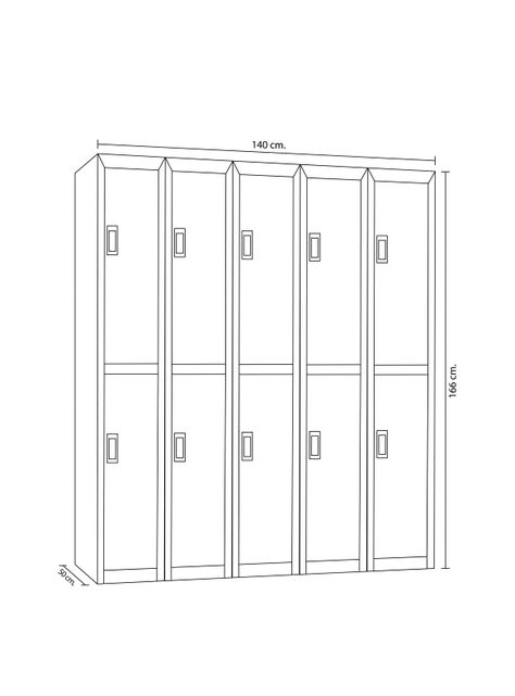 Locker Office Llaves Rojo 10 Puertas 140x50x166 cm Maletek-1