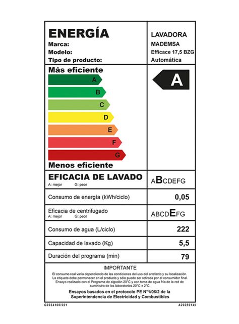 Lavadora de Carga Superior 17.5 Kg Efficace BZG Blanca-4