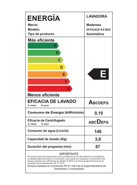 Lavadora de Carga Superior 9.5 Kg Efficace BZG Blanca-4