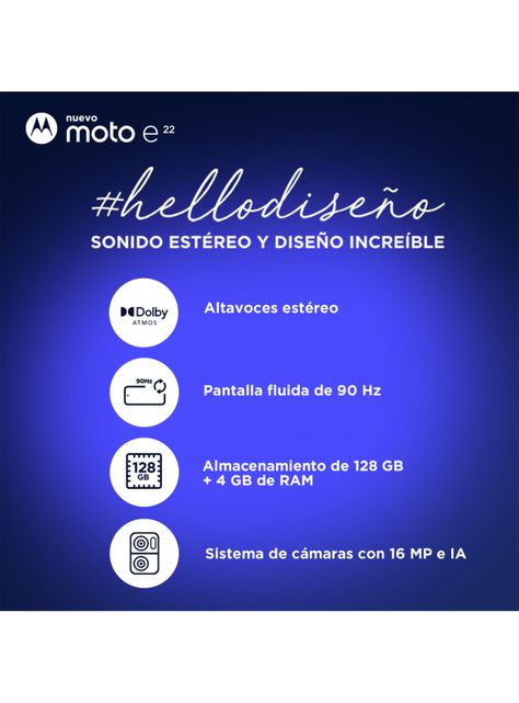 Smartphone Moto E22 128GB 6.5" Blanco Liberado-3