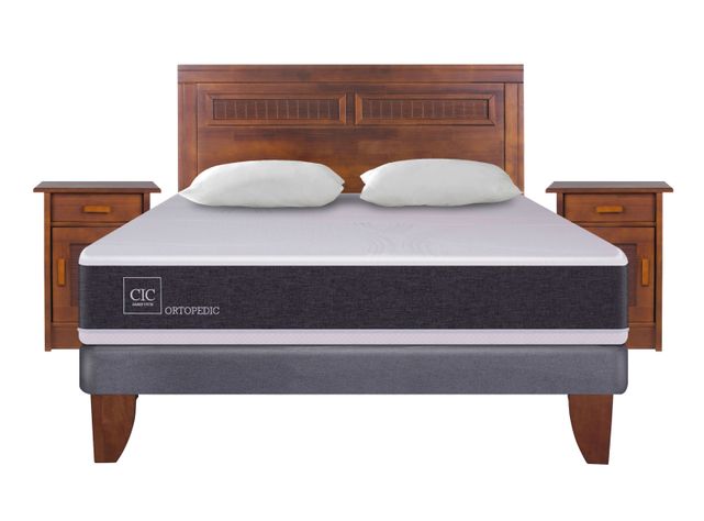 Cama Europea New Ortopedic 2 Plazas Base Normal + Set Muebles Milán + Almohadas-1